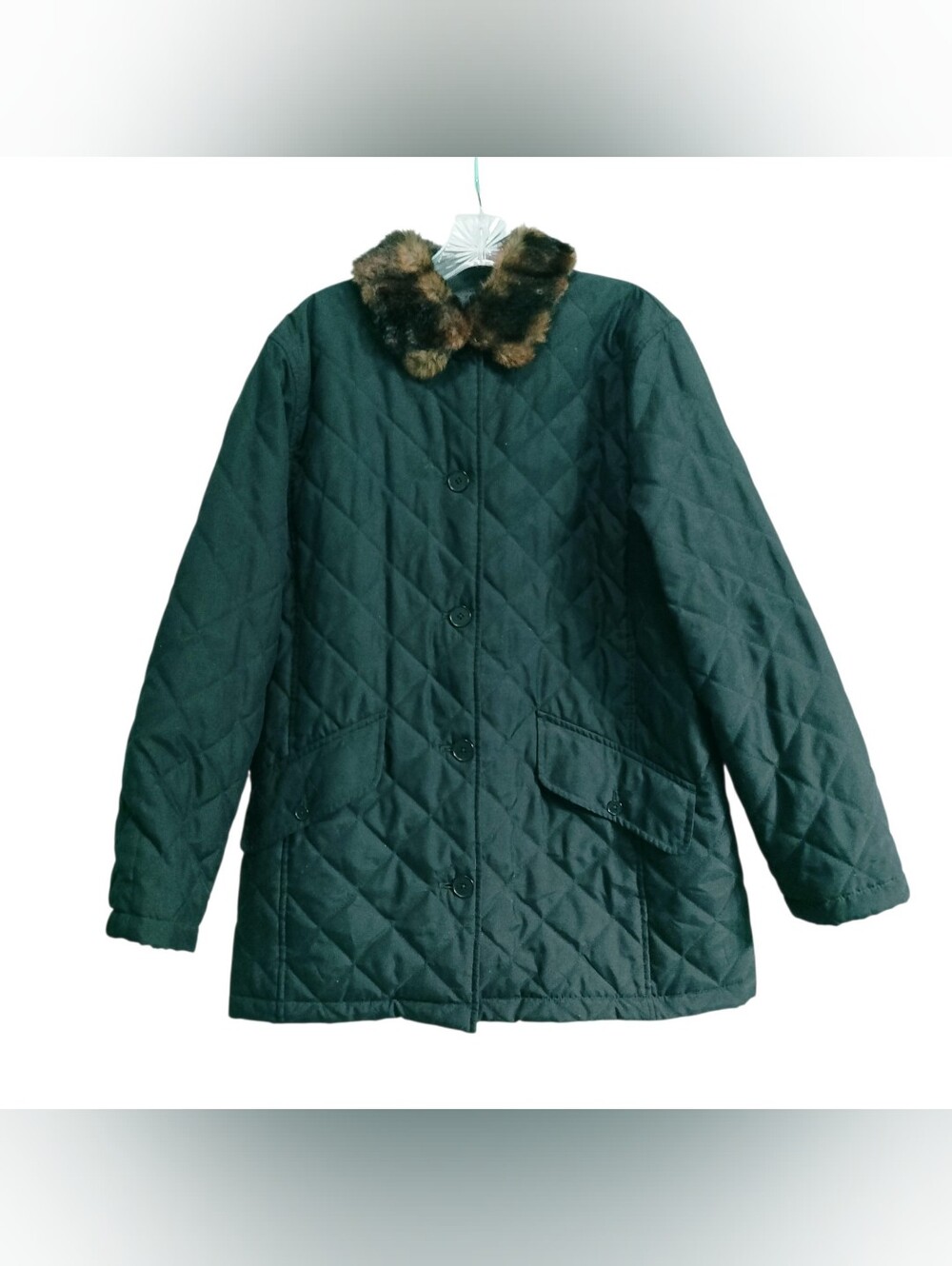 Lauren Ralph Lauren Quilted Faux Fur Collar Jacket Coat Women's M